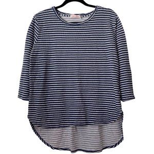 Fresh Produce high low blue and white stripe top sz Lg
